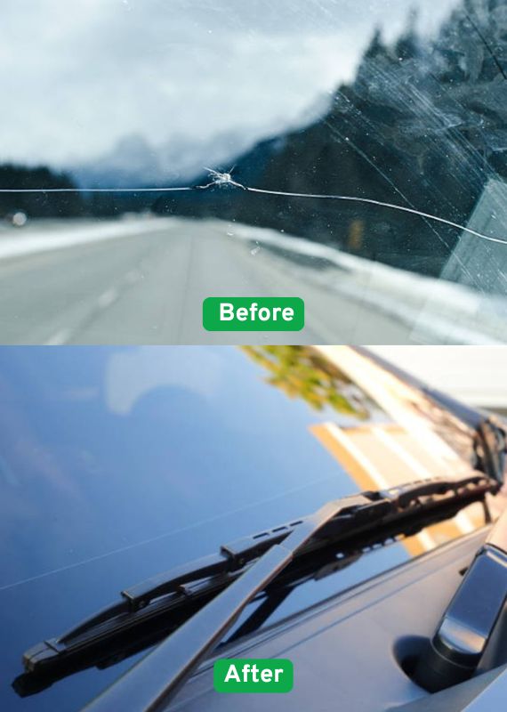 Windshield Repair Before After